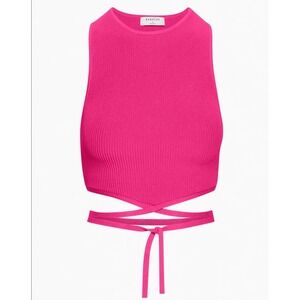 ARITZIA BABATON Eros Pink Rose Baker Sculpt Knit Ribbed Crop Tank Top Medium